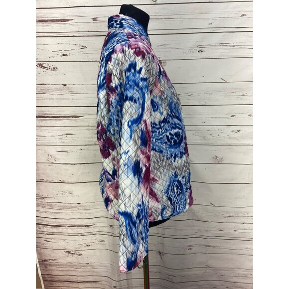 Alfred Dunner Women's Multicolor Floral‎ Zippered Jacket Purple Blue 10P - Picture 2 of 5